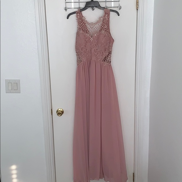 City Studio Dresses & Skirts - Lace/Rhinestone Long Pink Dress!! 👗